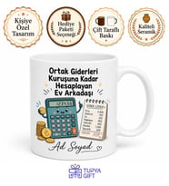 Ortak Giderleri Hesaplayan Cimri Ev Arkadaşı Çay Kupası Komik Hediye Bardak