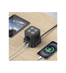 Akım Korumalı 4lü Priz Gece Lambalı 2xUSB 2xType-C Çıkış Yüksek Gerilim Koruma Çoklu Priz Çoğaltıcı