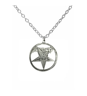 Venom Zincirli Kolye Keçi Kafası Pentagram Figürlü Metal Kolye – 60 Cm Gotik & Ezoterik Unisex Takı