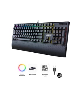 JEDEL KL-159P SİYAH USB BİLEK DESTEKLİ BLUE SWİTCH FULL RAİNBOW Q GAMİNG OYUNCU MEKANİK KLAVYE