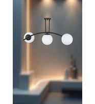 Zenlux Sarkıt 3'li Camlı Avize - Şık Tasarımlı Modern Avize (Siyah)