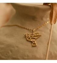 Kişiye Özel Origami Kuş Figürlü Kolye 925K Gümüş (Gold)