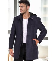 PLT9335 DEWBERRY ERKEK PALTO-DİAGONAL SİYAH-MAVİ