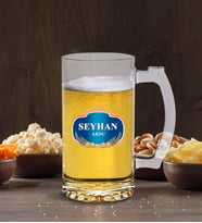 BK Gift Kişiye Özel Bira Logolu Cam Bira Bardağı 50cl-2 (Beyaz)