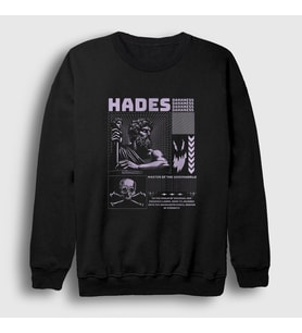 Presmono Unisex Siyah Master Of The Underworld Hades Sweatshirt 486128tt