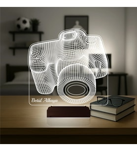 Luvivia Fotoğraf Makinesi Fotoğrafçı Blogger Hediye Kişiye Özel 3D Lamba - Masa Gece Lambası