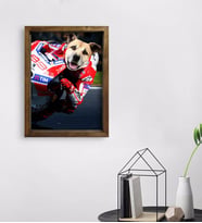 Evcil Dostlara Özel MotoGP Tasarımlı Portre Doğal Masif Ahşap Çerçeveli Tablo 45x65cm-4