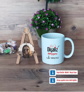 Diyaliz Teknisyeni Kupa Bardak Beyaz ve Fotoğraflı Ahşap Anahtarlık Hediye Diyaliz Teknisyenine Hediye (Model 1)