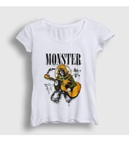 Presmono Kadın Beyaz Monster Nirvana Kurt Cobain T-Shirt 35684tt
