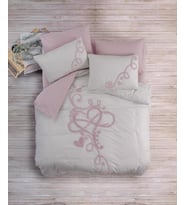 Cotton Box Puf Nakışlı Ranforce Çift Kişilik Anneler Günü Nevresim Takımı Bellini Pembe (Pudra)