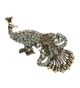 Aşina Gümüş Tavuskuşu Swarovski Taşlı Elmas Montür Yaka İğnesi Broş  Sevgiliye Hediye