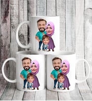 Babalar Gününe Özel Tesettürlü Karikatür Kupa Bardak 123