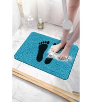 Ayak İzli Banyo Paspası Kaymaz Taban Yumuşak ve Esnek  Paspas Islak Zemin Hijyenik Paspas (40x60 cm) (Mavi)