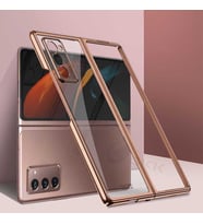 Galaxy Z Fold 2 Kılıf Zore Kıpta Metal Görünümlü İnce Kılıf (Rose)