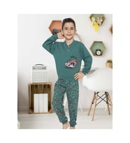 Erkek Çocuk Interlok Yeşil Pijama Takımı