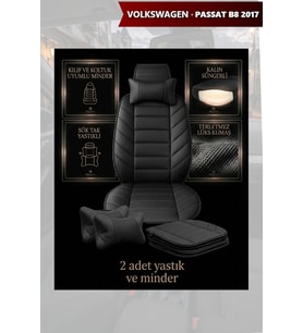 volkswagen passat b8 2017 Koltuk ve Kılıf uyumlu Lüks Siyah Minder Yastık 2 Minder 2 Yastık