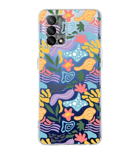 Oppo A74  ile Uyumlu 1mm Kapak Memphis Desen Tasarımlı Şeffaf Silikon Kılıf