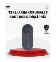 Mey İthalat® Akım Korumalı USB’li Priz – Güçlü 2500W, Isı ve Çocuk Koruması