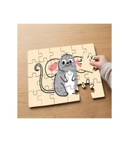 Sevimli Minik Fare Tasarımlı 24 Parça Ahşap Çocuk Puzzle MPK0388