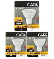(3 Adet) Cata 9W (50W) Beyaz Işık (6500K) Dim Edilebilir GU10 Duylu Led Spot Ampul