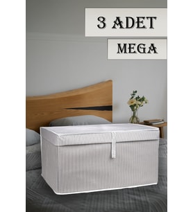 3 Adet Çok Amaçlı Kapaklı Düzenleyici Kutu Hurç 60x40x30 cm