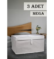 3 Adet Çok Amaçlı Kapaklı Düzenleyici Kutu Hurç 60x40x30 cm