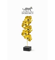 Doremcy Dekoratif Orkide Biblo 43x15 cm Polyester Modern Salon Konsol Lüks Ev Obje (Gold)