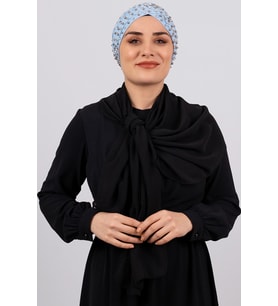 Bebe Mavisi Pratik Hazır Geçmeli Tesettür Bone Sandy Kumaş Taşlı 1456_11