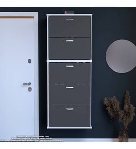Modilayn VARBİ UMAY' 2 Li Asma Antre 72x193x26 cm’ lik 5 Düşer Kapak 10 Göz Bölme Ayakkabılık