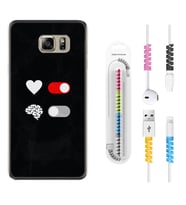 Samsung S7 Edge S20 Fe Plus Ultra S21 S22 Kılıf Kablo Koruma Spiral Silikon Love Brain 1722