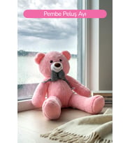 80 Cm Büyük Boy Yumuşak Papyonlu Oyuncak Ayıcık (Pembe)