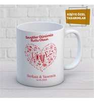 Kişiye Özel İsim Yazılabilir Sevgi Temalı Kupa Bardak