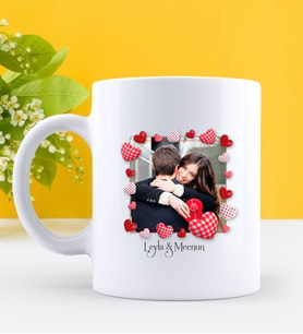 BK Gift Kişiye Özel Kalpli Fotoğraflı Beyaz Kupa Bardak 12