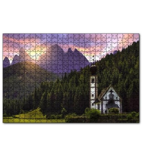 Cakapuzzle İtalya St Magdalena Kilisesi Orman ve Dağlar  Puzzle Yapboz MDF (Ahşap) (120 Parça)