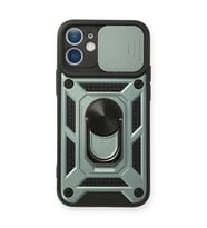 Iphone 12 Kılıf Pars Lens Yüzüklü Silikon - Yeşil