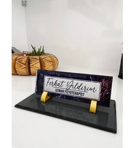 UV Baskılı Masa İsimliği, Büro Ofis Makam Hediyesi, Masaüstü isimlik M532-FGOLD4UV