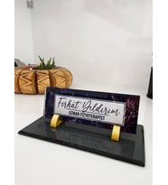 UV Baskılı Masa İsimliği, Büro Ofis Makam Hediyesi, Masaüstü isimlik M532-FGOLD4UV