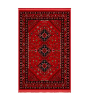 Kırmızı Afgan Tarzı Altı Kaymaz Yıkanabilir Şönil Kilim & Halı