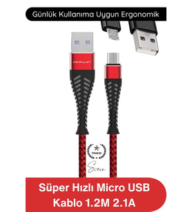 #ŞarjKablo Süper Hızlı Destekleyici S61 Micro USB Kablo 1.2M 2.1A Hızlı Şarj Veri Aktarım Naylon Örg
