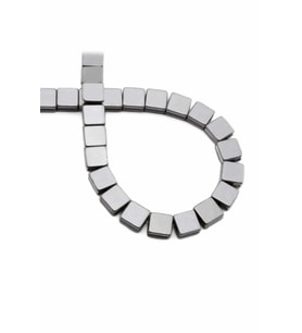 Hematit Doğal Taş Parlak Gümüş Yassı Kare Kesim 8x8mm Dizi [AA]
