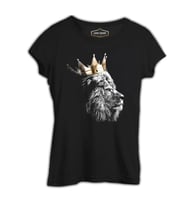 Aslan - Kral Taç Siyah Kadın Tshirt
