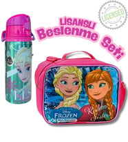 Frozen Lisanslı Beslenme Seti – Çelik Matara ve Beslenme Çantası  Elsa & Anna Desenli (Pembe)