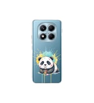 Redmi Note 14 Pro ile Uyumlu Splash Panda Tasarımlı Şeffaf Silikon Kılıf