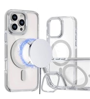 Coverzone iPhone 16 Pro Max ile uyumlu Metal Standl? ?effaf Magsefe ile uyumlu ?arj �zellikli Renkli ve ??k Tasar?ml? Dalliance Transparent TPU Arka Kapak Grey