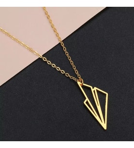 24 Ayar Has Altın Kaplama Origami Kağıt Uçak Gümüş Kolye