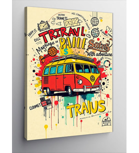 Kanvas Tablo Renkli Karavan Tasarımı