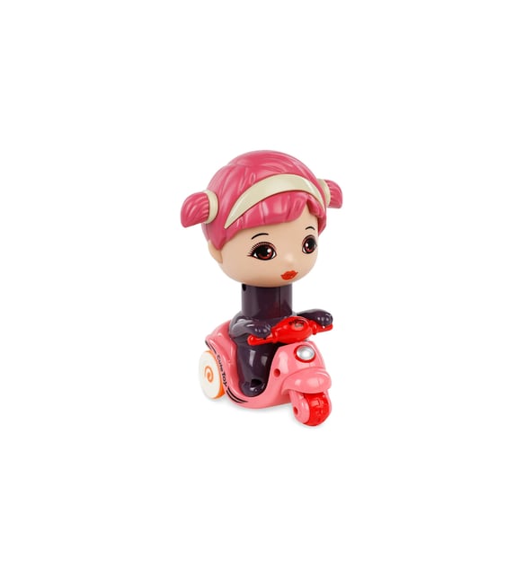 Bas Bırak Motorcu Bebek Oyuncak - Pilsiz Bas Git Scooter Araba - 13 cm