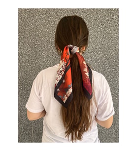 Şifon Saten Fular Desenli Fular Bandana