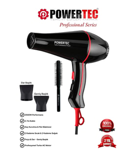 POWERTEC TR-601 Profesyonel Fön Makinesi +  Berber Fön Fırçası