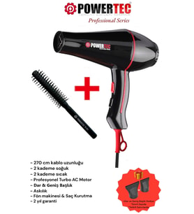 POWERTEC TR-601 Profesyonel Fön Makinesi +  Berber Fön Fırçası